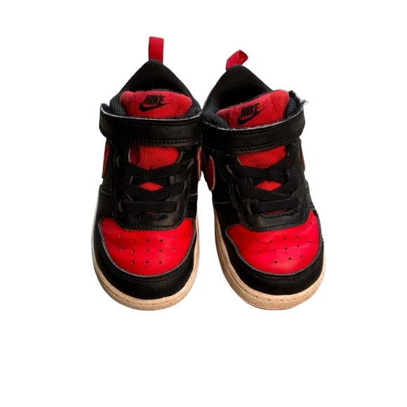 Nike Court Borough Low 2 Black/University Red-White Kids Youth BQ5451 007 Sz 7C - Picture 3 of 9